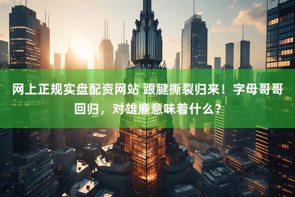 网上正规实盘配资网站 跟腱撕裂归来！字母哥哥回归，对雄鹿意味着什么？